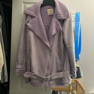 Lavender Faux Leather Coat